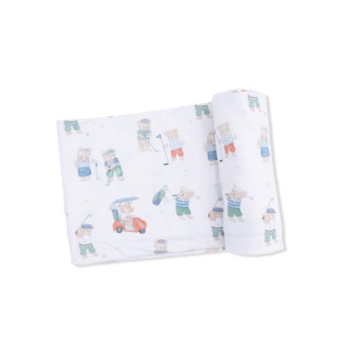 SpearmintLOVE Stretch Swaddle, Golfing Teddy Bears