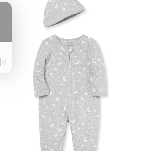 Moon & Stars 2-Way-Zip Footed One-Piece and Hat