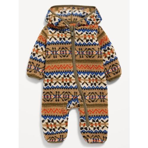 Cozy Printed Sherpa Hooded One-Piece for Baby (0-3 months)