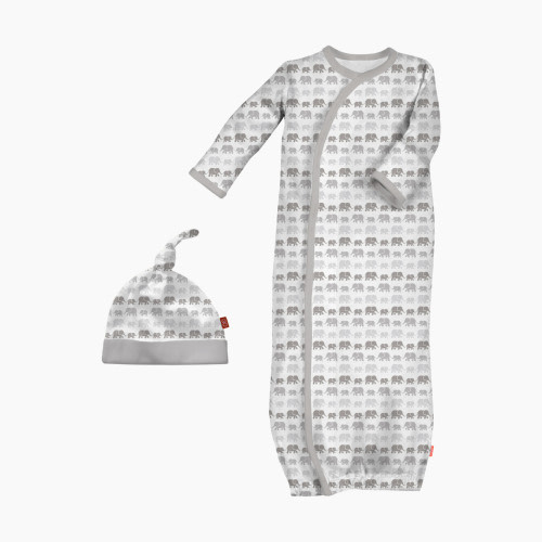 Magnetic Me Modal Gown & Hat Set - Grey Elephants, Newborn-3 Months