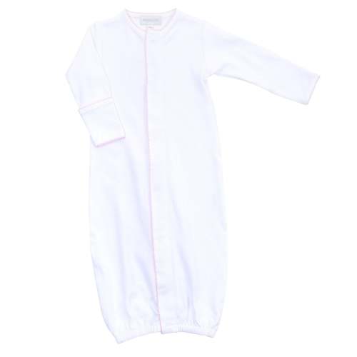 Baby Girl White Pima Cotton Converter with Pink Trim - Magnolia Baby
