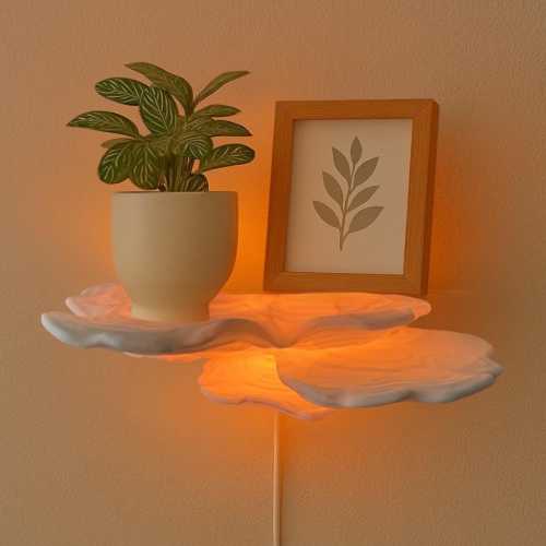 Layered Mushroom LED Shelf - 15 Color USB Lamp - Organic Garden Living Room Decor - Natural Wall Accent - Unique Witch Light Design