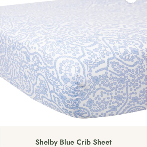 Shelby Blue Crib Sheet