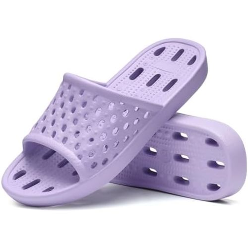 Litfun Shower Shoes for Women Non-Slip Quick Dry Shower Slippers Lightweight Pool Sandals with Drain Holes for College Dorm, Beach, Bathroom & Gym
