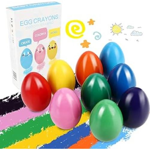 Palm Grip Crayons Set 9 Colors Non Toxic Crayons Washable Paint Crayons Stackable Toys for Toddlers, Kids, Baby, Children, Boys and Girls(Egg-Shaped)
