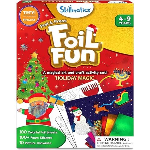 Skillmatics Foil Fun - Holiday Magic, No Mess Art for Kids, Christmas Craft Kits & Supplies, DIY Creative Activity, Travel Toys, Gifts for Boys & Girls Ages 4, 5, 6, 7, 8, 9