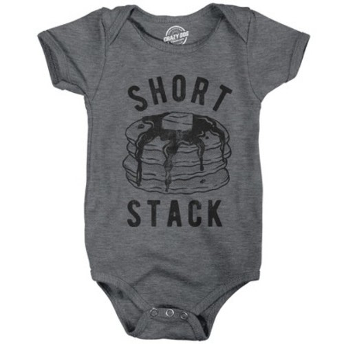 Baby Bodysuit Short Stack Jumper Funny Breakfast Pancakes Food Graphic Novelty Infant Clothes - Crazy Dog Baby Bodysuit Dark Grey Newborn