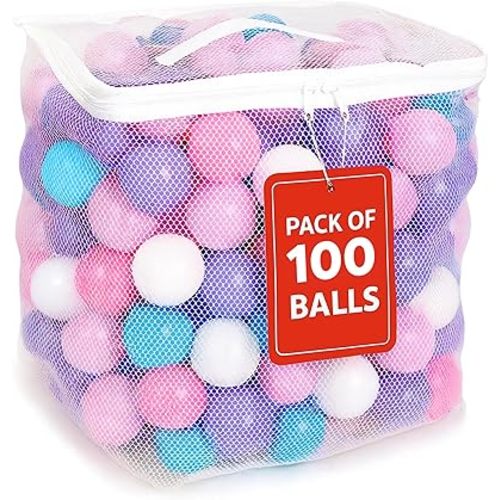 MW SPORTS Play Balls for Ball Pit, Plastic Crush Proof, Phthalate & BPA Free, Pastel Colors.