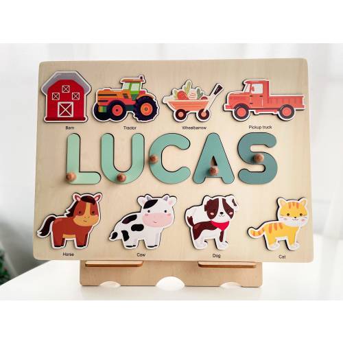 Personalized Farm Name Puzzle, 1 Year Old Birthday Gifts Boy, Custom Toddler Puzzle, Personalized Puzzles for Kids, Farm 2nd Birthday Gifts