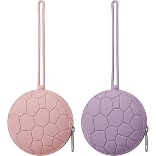 Silicone Pacifier Holder Case, BPA-Free Newborn Baby Silicone Pacifier Holder for Boys & Girls, Portable Silicone Pacifier Container Case (Soft Lilac/Blush)