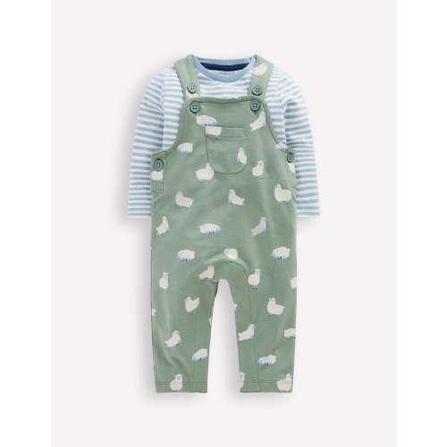 Jersey Overalls Set-Green Sheep