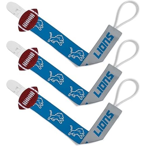 MasterPieces BabyFanatic Officially Licensed Unisex Pacifier Clip 2-Pack - NFL Detroit Lions - Officially Licensed Baby Apparel