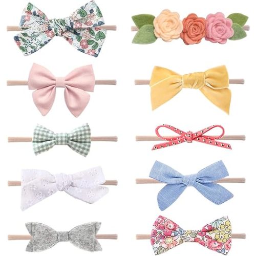 Baby Girl Headbands and Bows, Newborn Infant Toddler Nylon Hairbands Hair Accessories