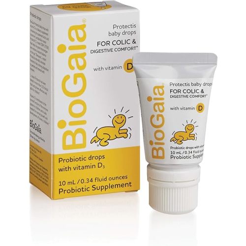 BioGaia Protectis Baby Probiotic Drops | Colic & Gas Relief + Vitamin D | Safe for Newborns | Ease Crying, Fussing, Colic, Gas, Spit-ups & Constipation | No Dairy, Soy & Gluten | 50 Day Supply | 10mL