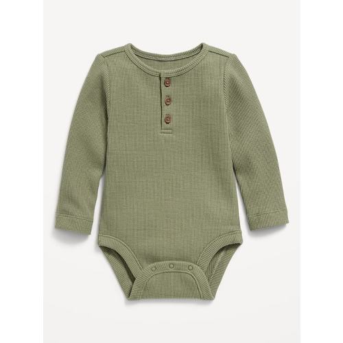 Long-Sleeve Thermal-Knit Henley Bodysuit for Baby