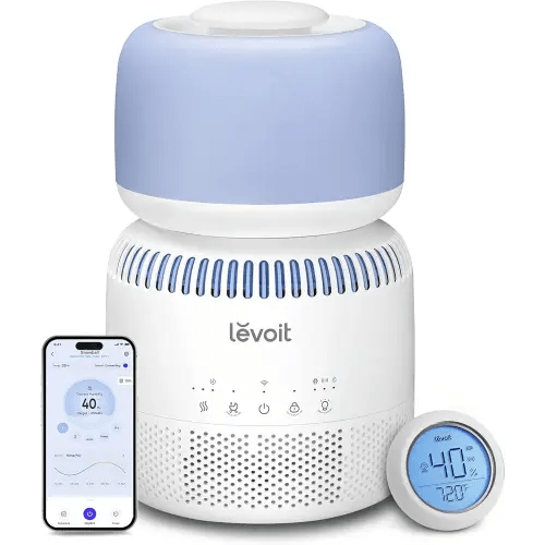 LEVOIT Humidifiers for Bedroom Baby, Sprout Evaporative with Dual Filters for Air & Water, Separate Sensor, Adjustable No Blue Nightlight, Auto Dry, Smart Control & Alexa, Auto Mode, 3.8L Tank for 36H