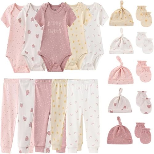 Kiddiezoom Unisex Baby Layette Essentials Giftset Clothing Set 19-Piece For Newborn Baby