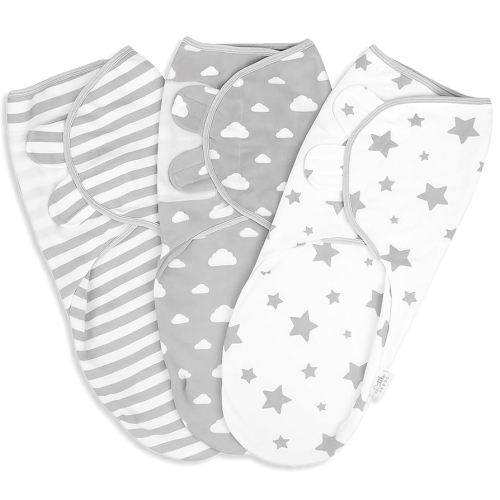Little Seeds Adjustable Swaddle Blankets for Infants 0-3 Months – 3-Pack Organic Cotton Baby Swaddles for Newborn Boys & Girls – Soft, Snug & Hip-Healthy Swaddling Wraps
