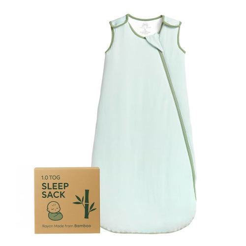 Rayon Made from Bamboo Sleep Sack 1.0 TOG 0-6 Months Unisex Baby Sleeping Bag with 2-Way Zipper Breathable Wearable Blanket Baby
