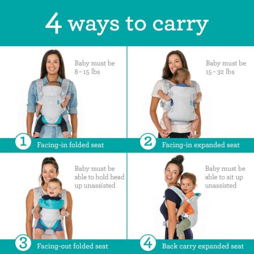 Infantino Flip 4-in-1 Convertible Baby Carrier (Grey/Teal)