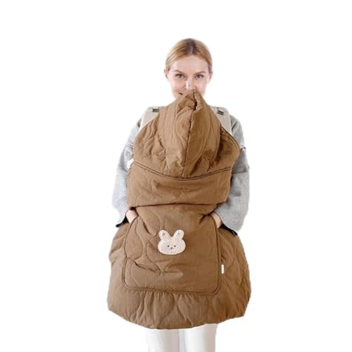 Winter Baby Carrier Cover Stroller Cover,Warm Thicker Hooded Stretchy Cloak Hooded Reversible, Cloak Kangaroo Hoodie for Babies-Coffee