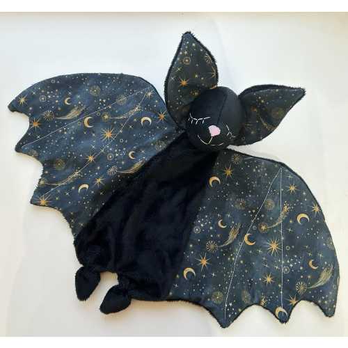 Bat lovey blanket, baby shower gift, welcome gothic baby gift, magic nursery, cuddle baby bat plush, witch pregnancy gift