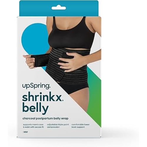UpSpring Shrinkx Belly Charcoal Postpartum Belly Wrap, Adjustable Postpartum Belly Band to Support, Smooth After Baby (Charcoal Gray, Large/X-Large)