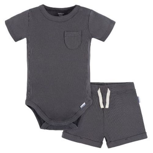 Gerber Baby Boys' 2-pack Bodysuit And Shorts Set, Dark Grey, Newborn