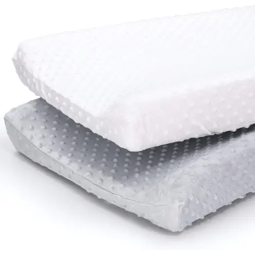 The Peanutshell Baby Girl or Boy Changing Pad Covers Set of 2 - Ultra Soft, Plush Baby Cover - Fits Standard Changing Table Pads, Durable, Machine Washable Sheets - Grey & White Minky