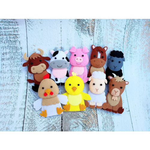 Farm animals finger puppets Birthday farm toys Felt finger puppetsToddler toys Montessori toys Quiet toys Children puppets Felt farm gifts
