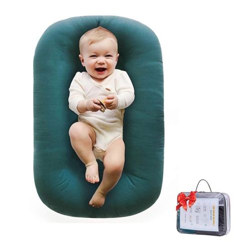 Baby Lounger for Newborns, Soft Baby Nest for Daily Rest & Baby Play Gym Mat, Portable Diaper Changing Pads for Boys & Girls 0-12 Months(Peacock Green)