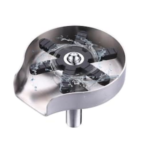 5 in. Stainless Steel Glass Rinser Cup Washer with Silicone Blade and Supply Lines for Kitchen Sinks in Brushed Nickel