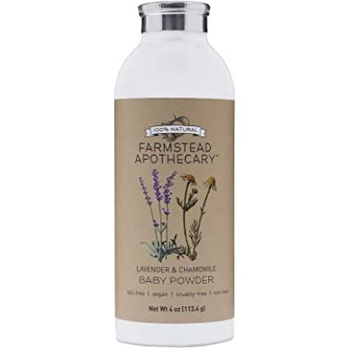 Farmstead Apothecary Plant-Based Baby Powder- (Talc-Free) with Chamomile, Calendula & Lavender 4 oz (1 Pack)