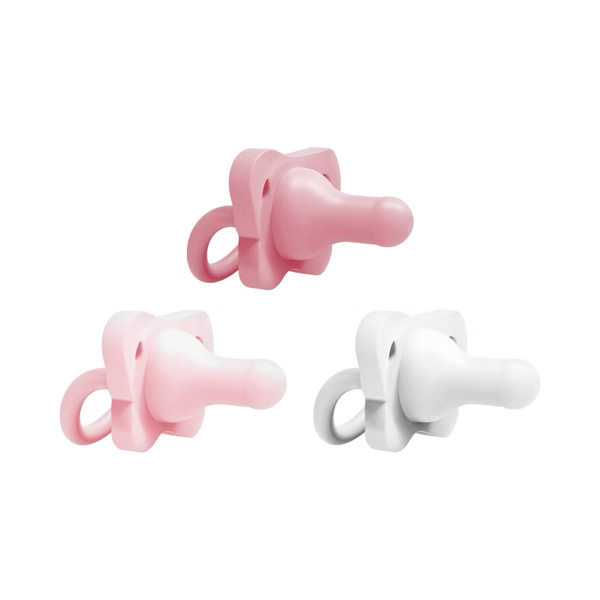 Dr. Brown's HappyPaci Silicone Baby Pacifier, 0-6m, White Pink Light Pink, 3 Pack