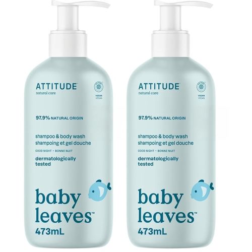 ATTITUDE 2-in-1 Shampoo and Body Wash for Baby, EWG Verified, Dermatologically Tested, Vegan, Good Night, 16 Fl Oz
