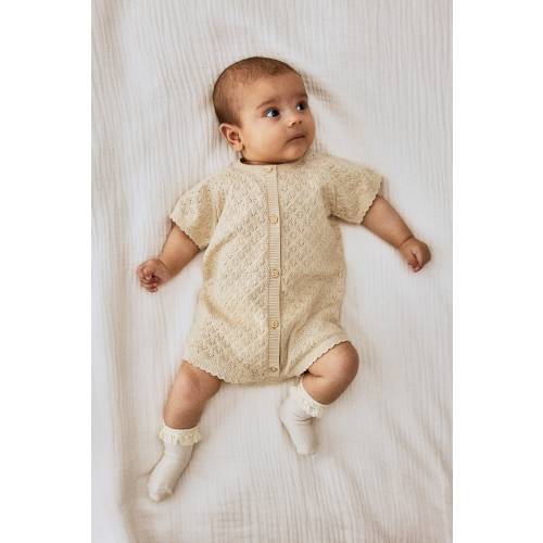POINTELLE-KNIT COTTON ROMPER SUIT