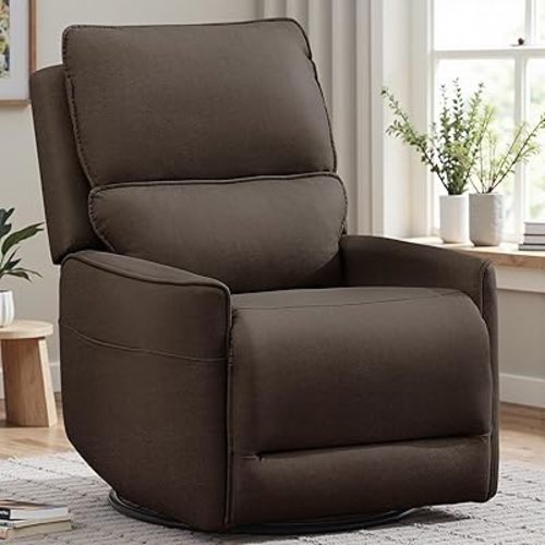 Recliner Chair 360 Swivel Rocker Recliner Chairs for Adults, Small Recliners for Small Spaces, Upholstered Nursery Chairs with Side Pockets, Glider Rocking Chair for Living Room, Nursery Room