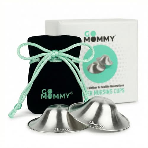 Go Mommy Solid 925 Sterling Silver Nursing Cups — Nipple Covers & Shields for Breastfeeding, Sore Nipple Relief, Reusable Nickel-Free Breastfeeding Essentials, Regular Size