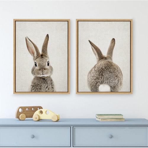 Bunny Portrait on Linen and Bunny Tail on Linen