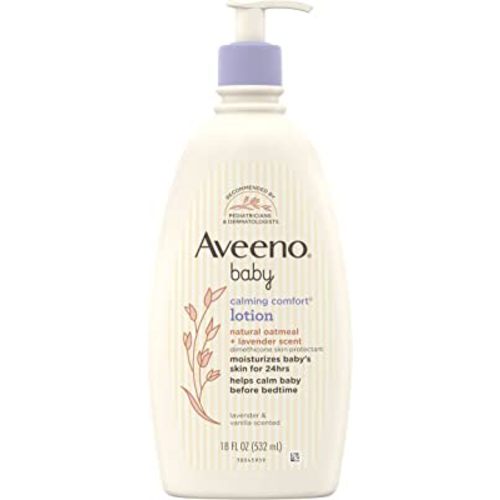 AVEENO BABY Calming Comfort Moisturizing Lotion with Relaxing Lavender & Vanilla Scents, Non-Greasy Body Lotion with Natural Oatmeal & Dimethicone, Paraben- & Phthalate-Free, 18 fl. Oz