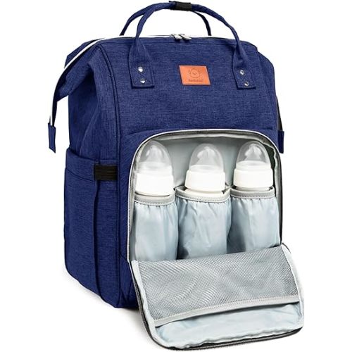 KeaBabies Baby Diaper Bag Backpack - Baby Bag for Boys, Girls, Waterproof Multi Function Baby Backpack, Large Diaper Bags for Baby Girl, Baby Boy, Travel Diaper Bag with Changing Pad (Marine Blue)