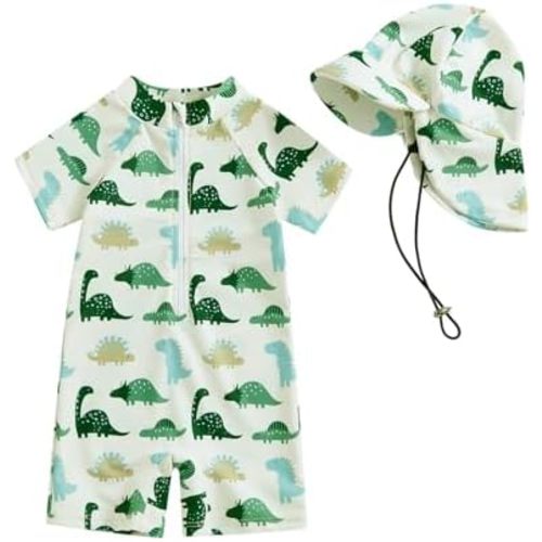 Newbgclo Infant Baby Boy Girl One Piece Swimsuit Long/Short Sleeve Zipper Bathing Suit Toddler Rash Guard Swimwear Sunsuit