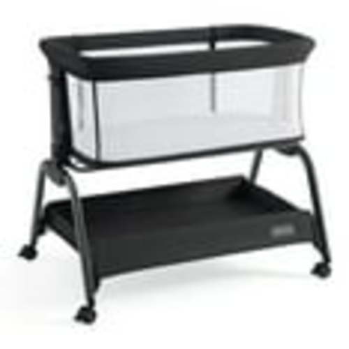 HARPPA Bassinet Bedside Sleeper, Bedside Bassinet for Baby with Storage& Wheels, Dark Gray