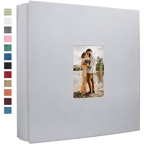 Vienrose Linen Photo Album 600 Pockets for 4x6 Photos Fabric Hardcover Big Capacity Photo Books Slip-in Picture Albums Wedding Family Valentines Day Gift - 600-white