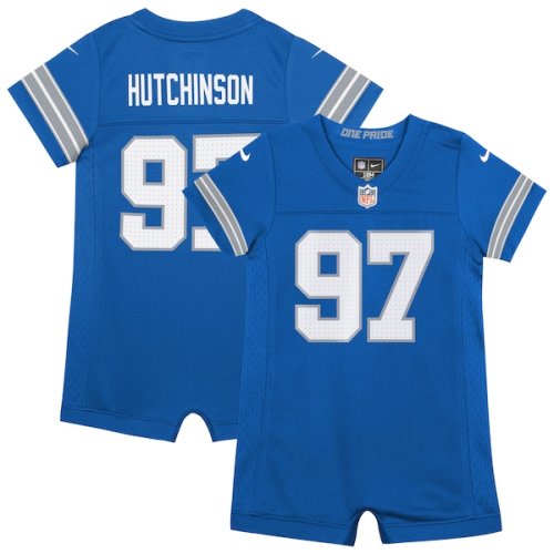 Aidan Hutchinson Detroit Lions Nike Newborn & Infant Game Romper Jersey - Blue
