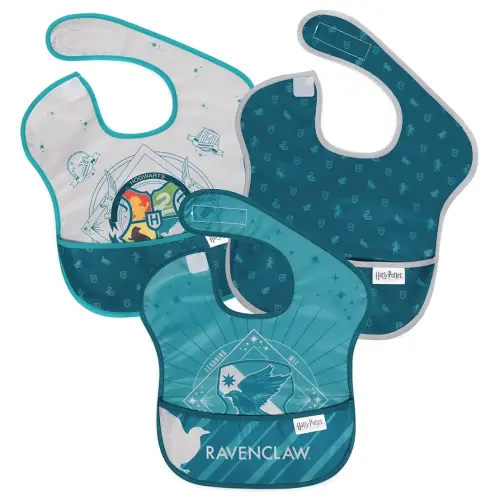 Bumkins Bibs for Girl or Boy, SuperBib Baby and Toddler for 6-24 Months, Essential Must Have for Eating, Feeding, Baby Led Weaning, Mess Saving Waterproof Soft Fabric, 3-pk Harry Potter Ravenclaw