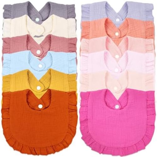 Baby Drool Bibs Muslin Bibs Adjustable Baby Drooling Bibs Soft Cotton Baby Bibs for Boys Girls Unisex
