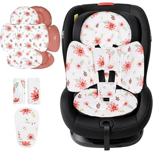 KAKIBLIN Infant Car Seat Insert, Baby Car Seat Cushion, Car Seat Head Support for Infant,Breathable Reversible Carseat Insert Support for Newborn Stroller, Baby Swing, Bassinets, Pushchair (Pink)