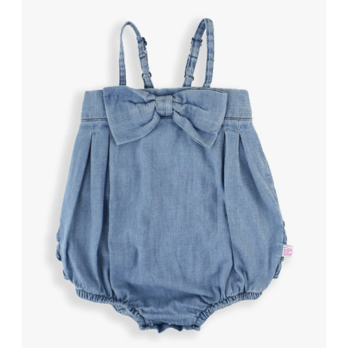 Bow Front Bubble Woven Romper | RuffleButts & RuggedButts