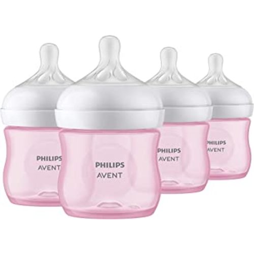 Philips AVENT Natural Baby Bottle with Natural Response Nipple, Pink, 4oz, 4pk, SCY900/14